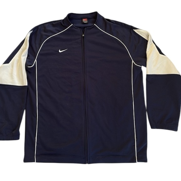 Vintage Nike Track Jacket Navy Blue White Full Zip Athletic Longsleeve Men’s XL - Picture 1 of 12